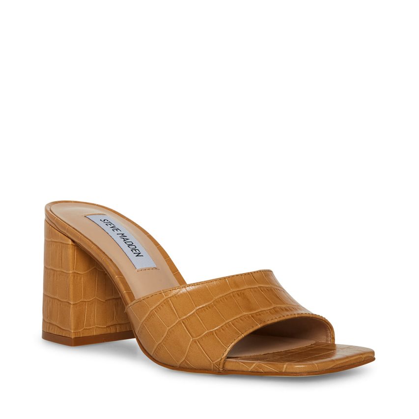 Sandalias Tacones Steve Madden Alaya Crocodile Mujer Marrones | ES QZ219S